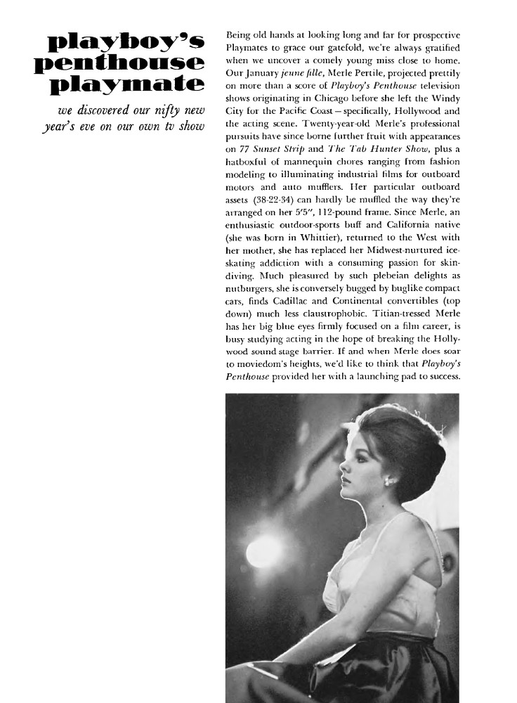 Playboy Playmate Merle Pertile in Playmate of the Month pictorial